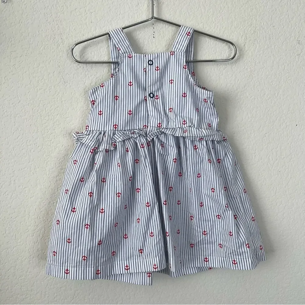 Carter’s Just One You white blue pinstripe red anchor print dress nautical